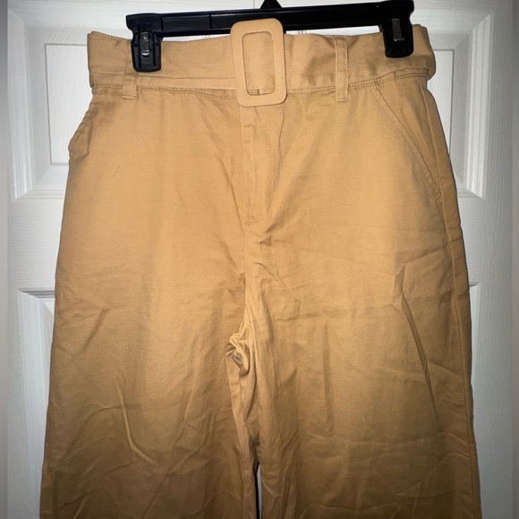 Who What Wear Wide Leg darkTan/burnt yellow Pants w belt Size 2 NWOT - Picture 2 of 12